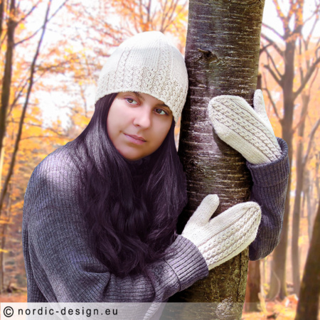 Elin - Mössa och vantar. Mönster arbetsbeskrivning. Nordic Design